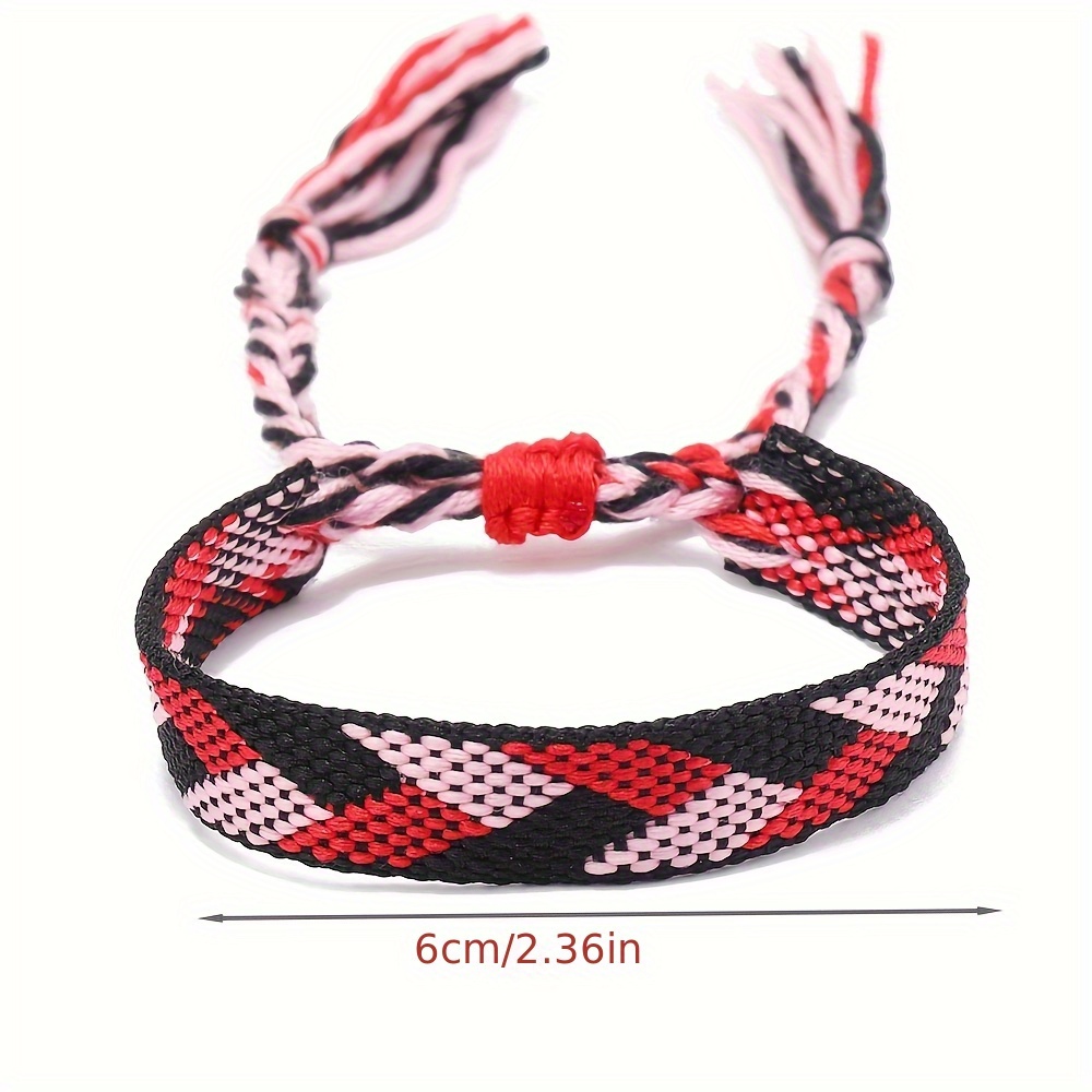 Colorful Rhombus Braided Bracelet with Elastic Closure Unisex Jewelry